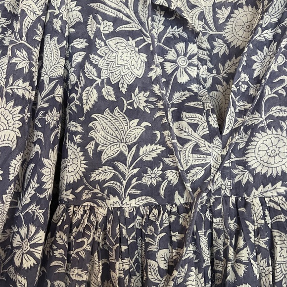 Daughters of India Kyra Dress Blue Iris L Hand Block Printed Sold Out - Picture 8 of 9